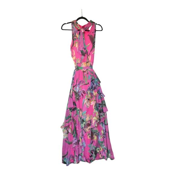 Alex Marie Nina Halter Pink Lily Vibrant Floral Sleeveless Dress Womens Sz 6 NWT - Picture 6 of 16